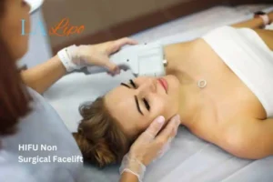 Woman having Hi-Fu to reduce wrinkles Northwood.
